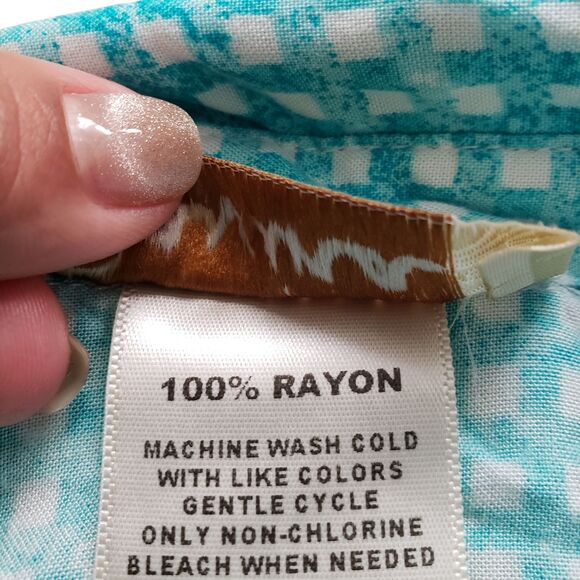 Davina Blouse Womens Large Geometric Button Front Roll Tab 3/4 Sleeve Top - Picture 8 of 10